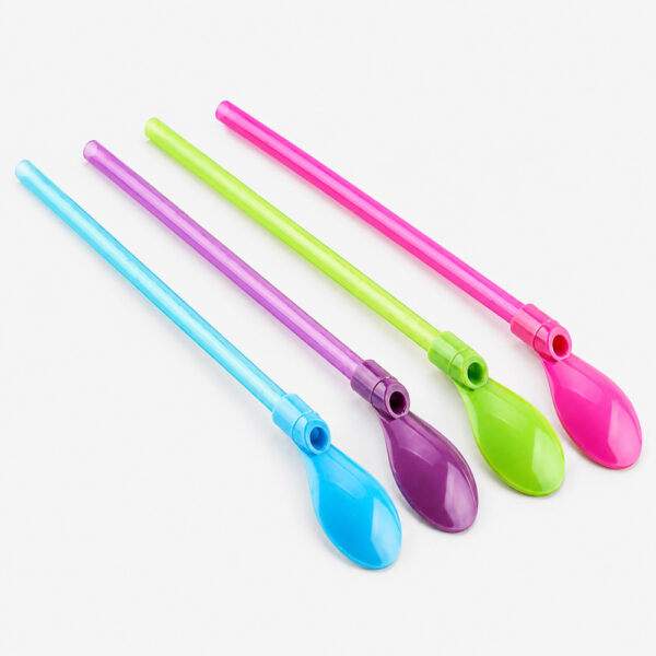 Colorful Plastic Spoon Straws for Slushies and Smoothies