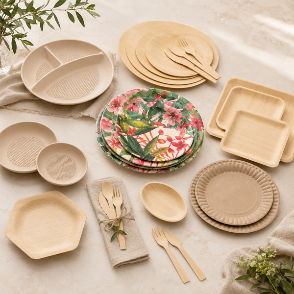 Compostable bamboo plates for wholesale foodservice supply