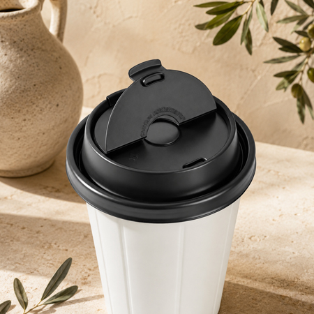 Cup lids matched with paper and plastic drink cups