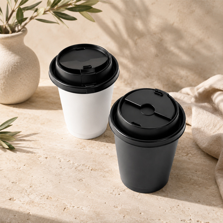Cup lids matched with paper and plastic drink cups