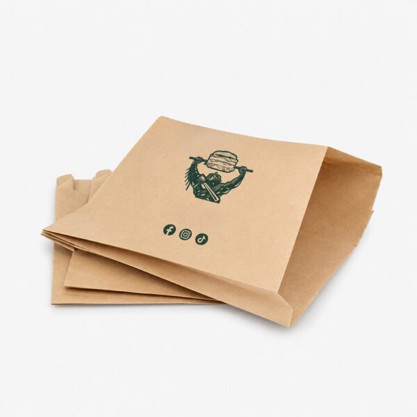 Custom Printed Kraft Paper Bag for Burger Takeaway Custom Printed Kraft Paper Bag for Burger Takeaway