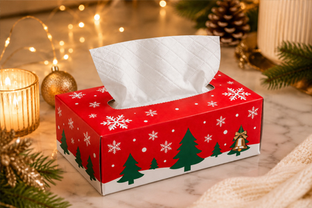 Custom branded facial tissue cartons for commercial supply