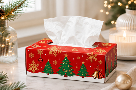 Custom branded facial tissue cartons for commercial supply