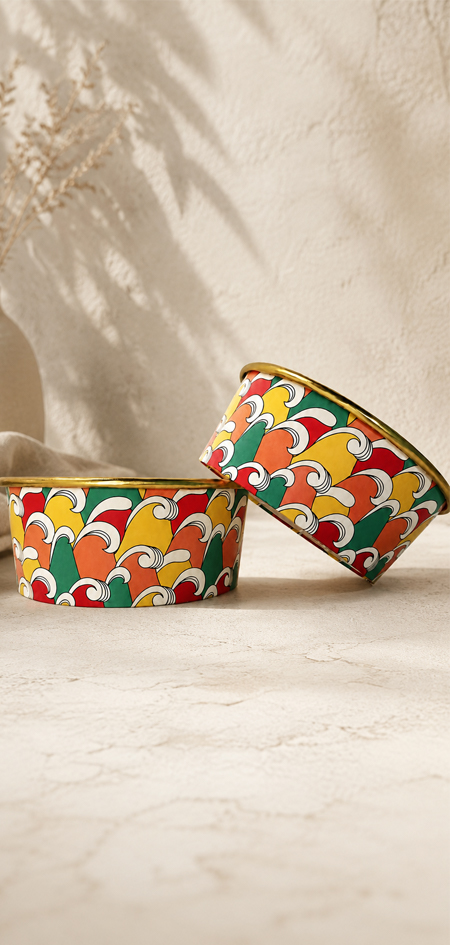 Custom printed paper bowls for restaurant branding