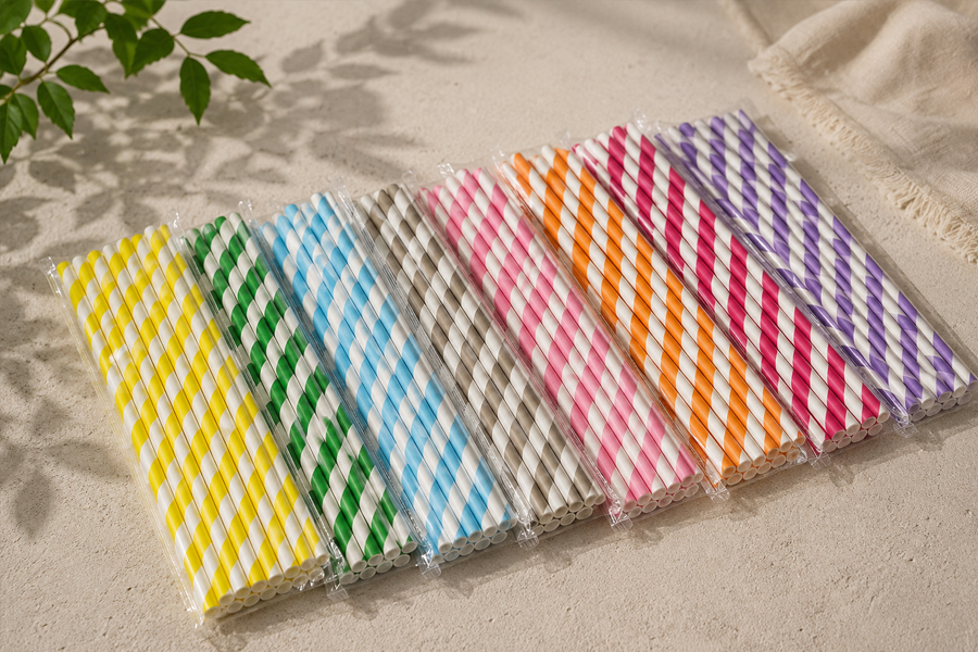 Custom printed paper straws for beverage brands