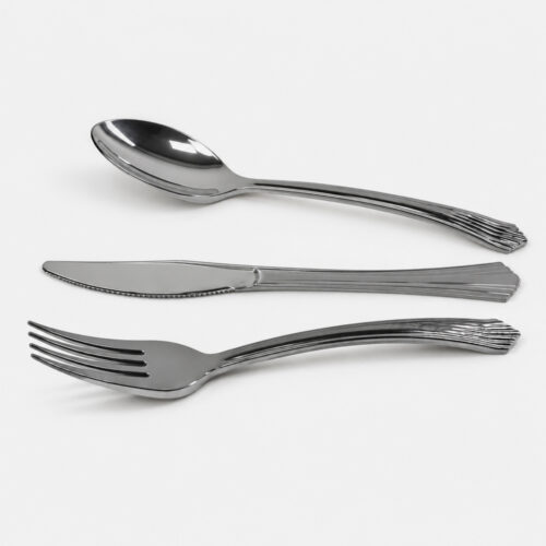 Cutlery Set with Polished Silver Appearance