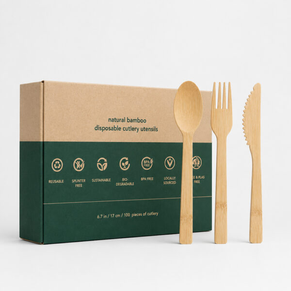 Disposable Bamboo Cutlery Set for Foodservice Supply Disposable Bamboo Cutlery Set for Foodservice Supply