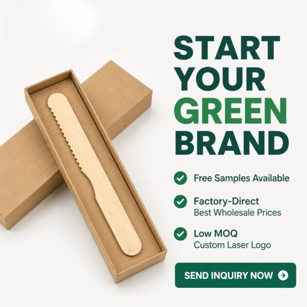 Disposable Bamboo Knife with Serrated Edge Disposable Bamboo Knife with Serrated Edge