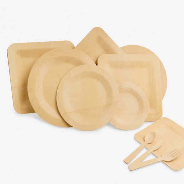 Disposable Bamboo-Style Plates for Catering Service Disposable Bamboo-Style Plates for Catering Service