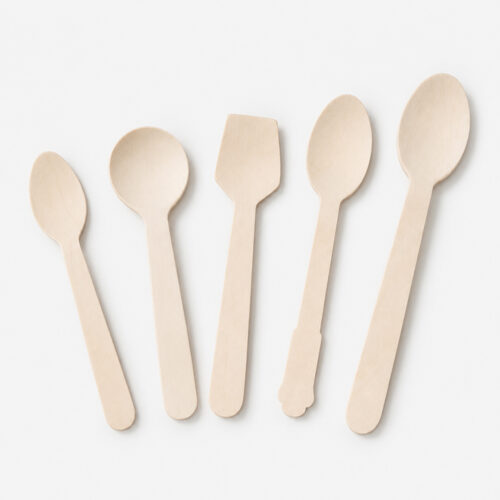 Disposable Bamboo-Style Spoons for Dessert Service