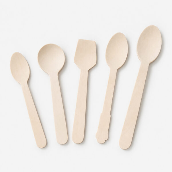 Disposable Bamboo-Style Spoons for Dessert Service Disposable Bamboo-Style Spoons for Dessert Service