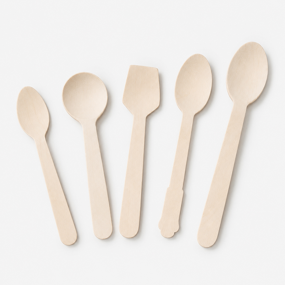 Disposable Bamboo-Style Spoons for Dessert Service