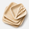 Disposable Bamboo-Style Square Plates for Catering