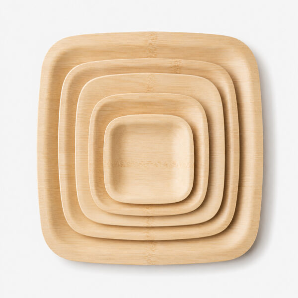 Disposable Bamboo-Style Square Plates for Catering