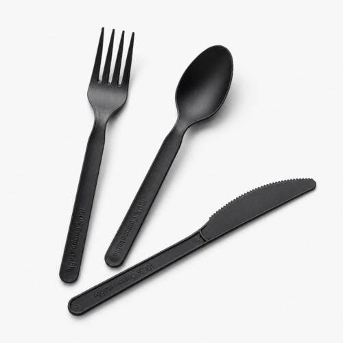 Disposable Cutlery Set in Black for Takeaway Service