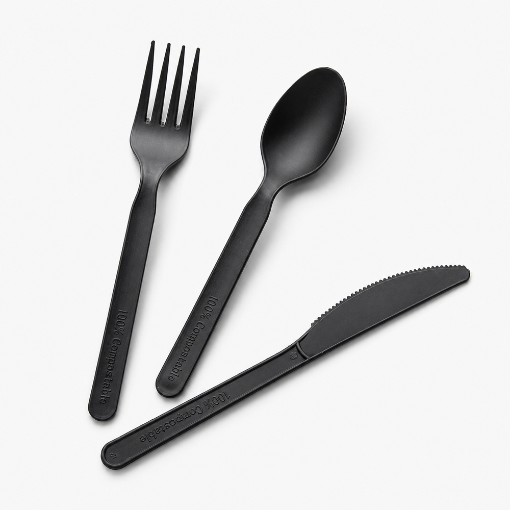 Disposable Cutlery Set in Black for Takeaway Service