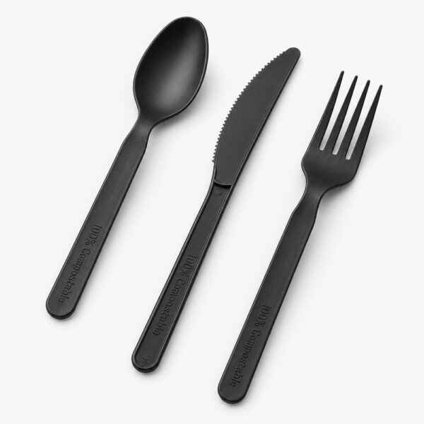 Disposable Cutlery Set in Black for Takeaway Service