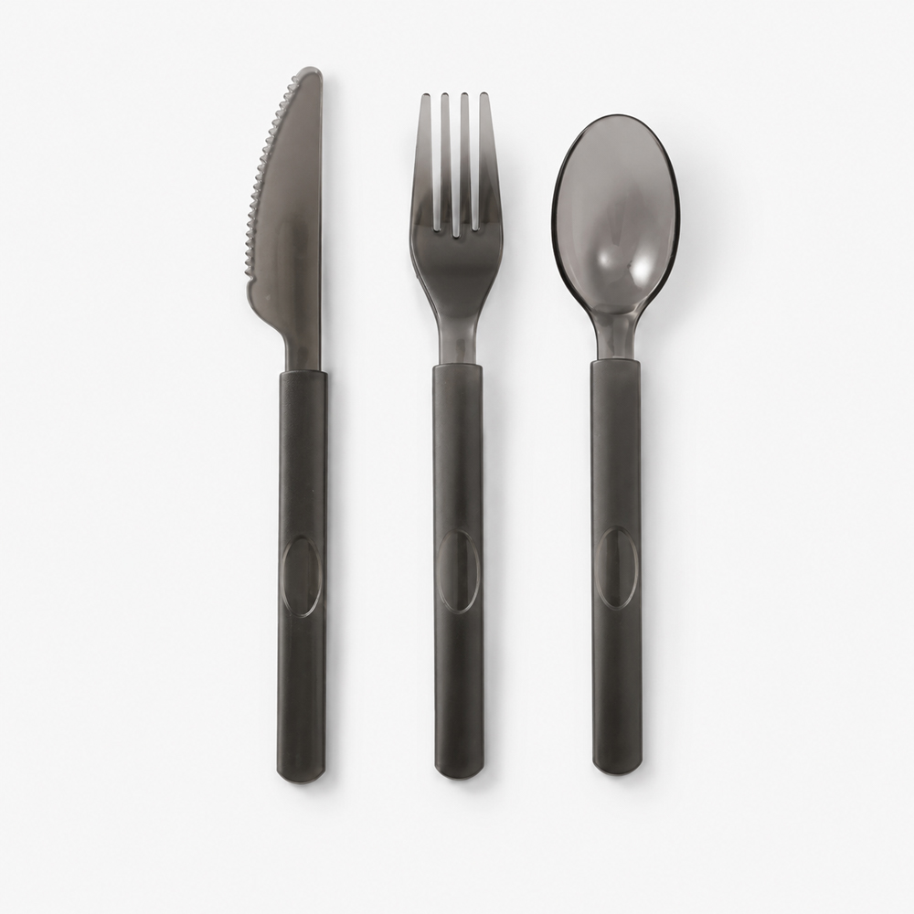 Disposable Cutlery Set with Black Fork Spoon Knife
