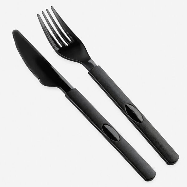 Disposable Cutlery Set with Black Fork Spoon Knife