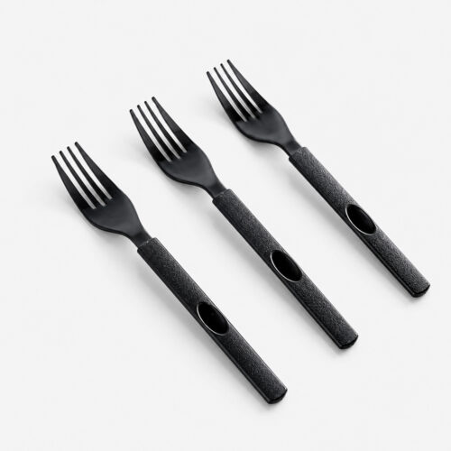 Disposable Forks with Textured Black Handle