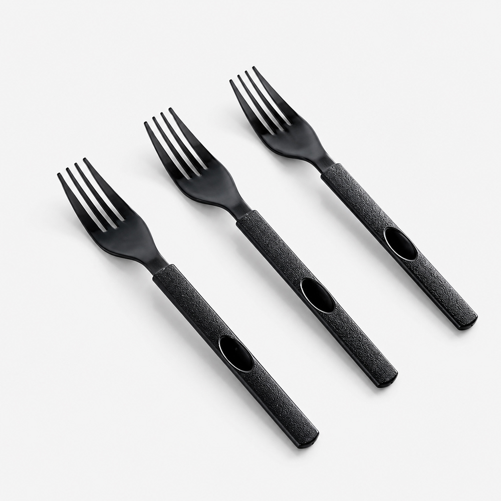 Disposable Forks with Textured Black Handle
