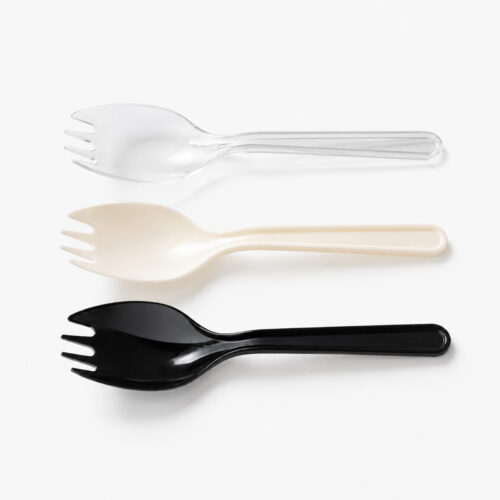 Disposable Spork with Plastic-Style Finish Disposable Spork with Plastic-Style Finish