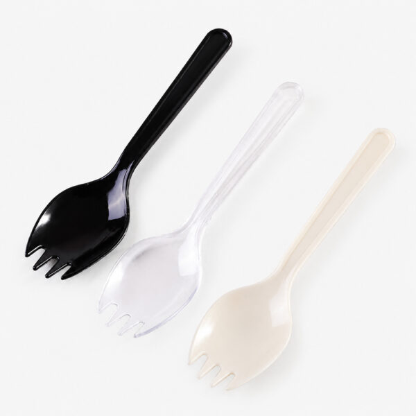 Disposable Spork with Plastic-Style Finish