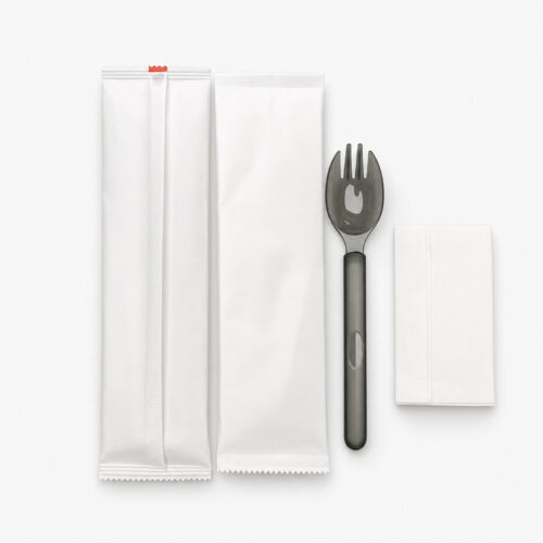 Disposable Spork with Smoke Black Plastic Look Disposable Spork with Smoke Black Plastic Look