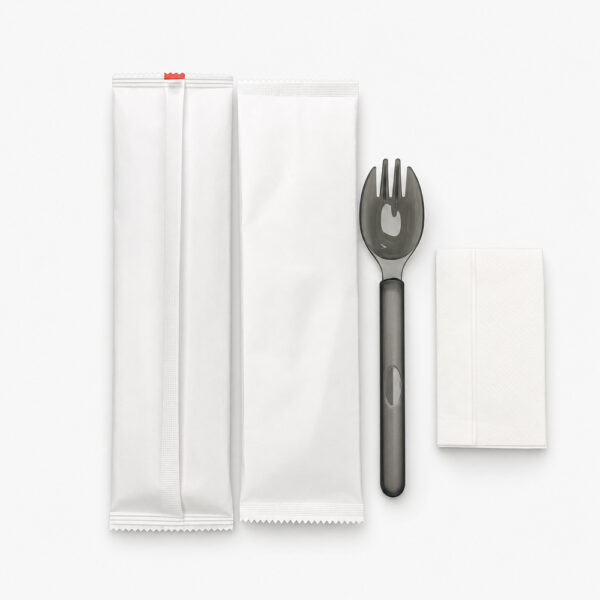 Disposable Spork with Smoke Black Plastic Look Disposable Spork with Smoke Black Plastic Look