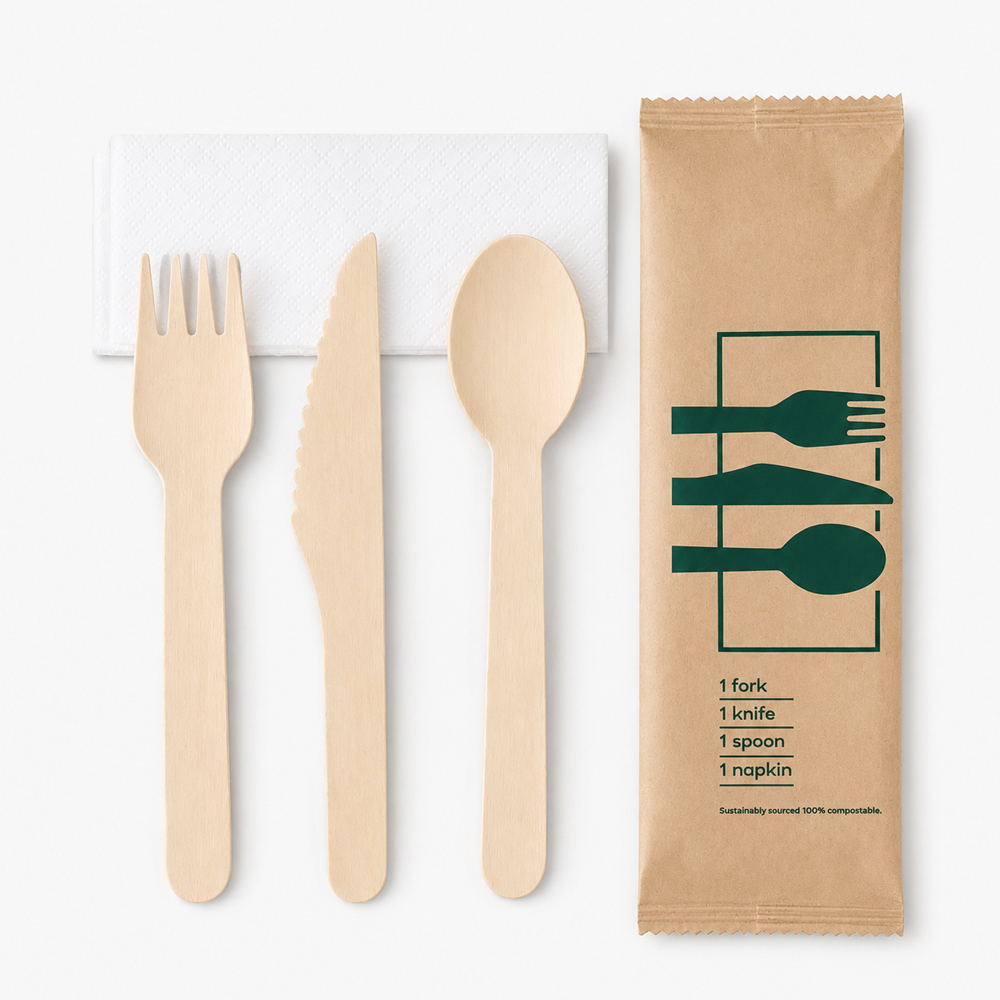 Disposable Wooden Cutlery Set for Catering Service