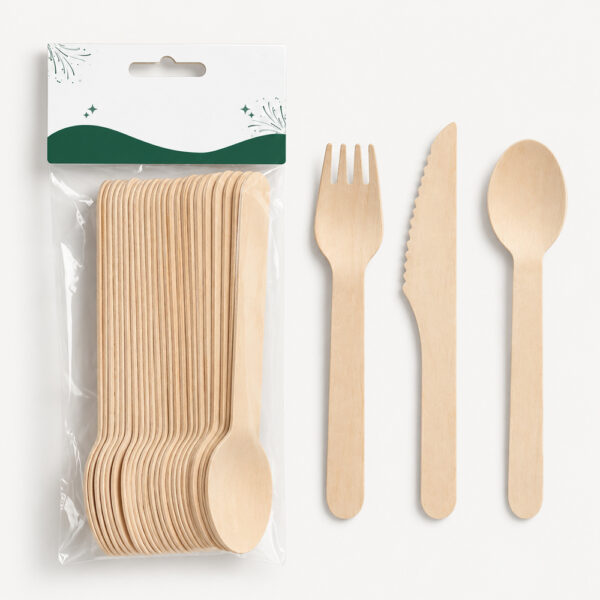 Disposable Wooden Cutlery Set for Catering Service Disposable Wooden Cutlery Set for Catering Service