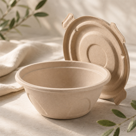 Disposable bamboo bowl range for catering and takeaway meals