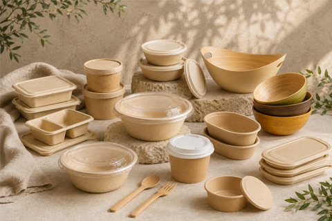 Disposable bamboo bowls for bulk foodservice supply