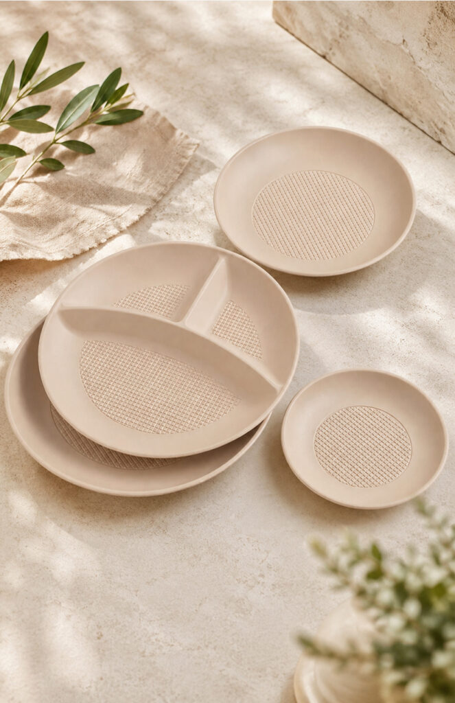 Disposable bamboo plates for hot and cold food presentation