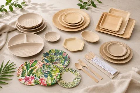 Disposable bamboo plates for wholesale catering supply