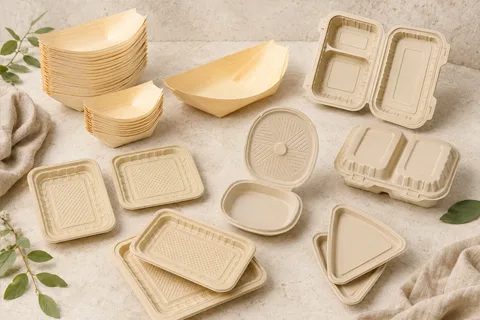 Disposable bamboo trays for catering and restaurant supply
