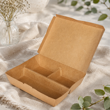 Disposable paper food containers in assorted sizes