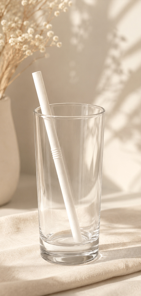 Disposable paper straws for cold drink service