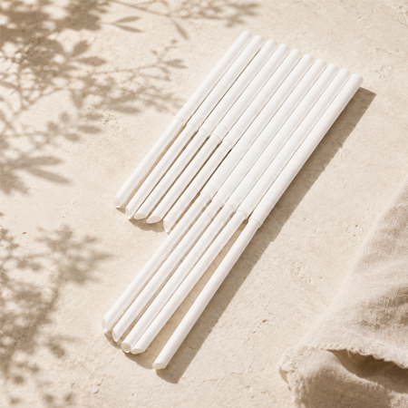 Disposable paper straws for cold drink service