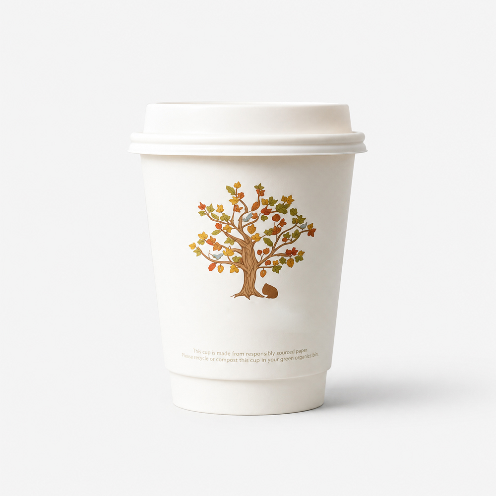 Double Wall Paper Cup with Sip Lid