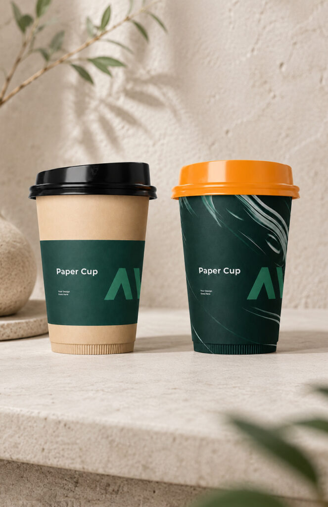 Double-wall paper coffee cups for insulated hot drink service