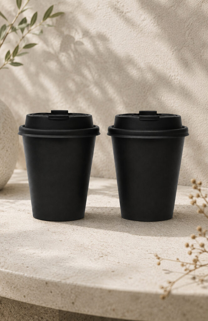 Double-wall paper coffee cups for insulated hot drink service