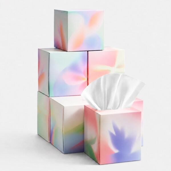 Facial Tissue Box with Pop-Up Dispenser
