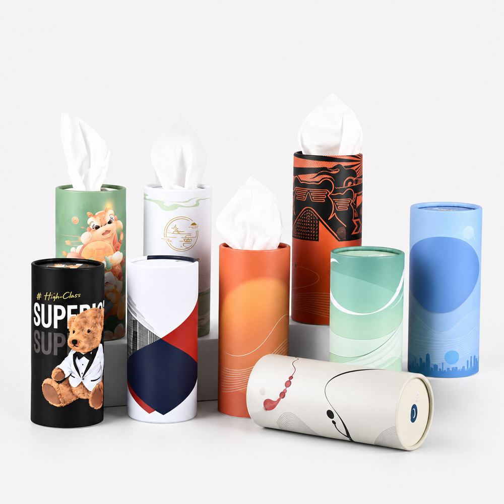 Facial Tissue with Custom Flat, Cube and Tube Boxes