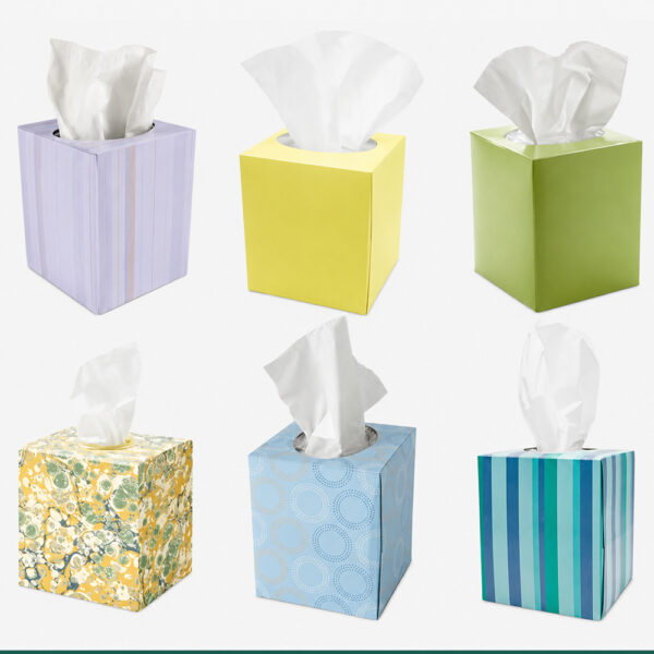 Facial Tissue with Custom Flat, Cube and Tube Boxes