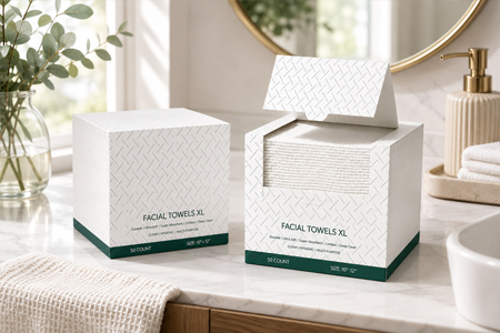 Facial tissue cartons ready for commercial distribution