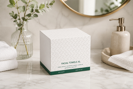 Facial tissue cartons ready for commercial distribution