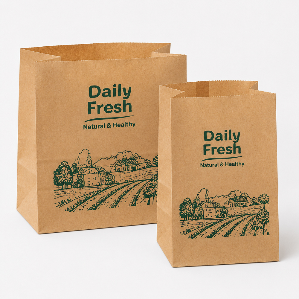Flat Bottom Kraft-Style Paper Bakery Bag for Foodservice