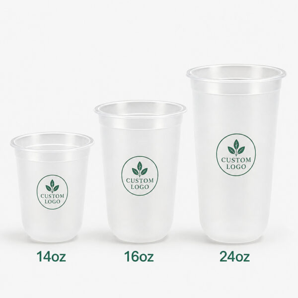 Frosted PP Cold Drink Cup with Fitted Lid