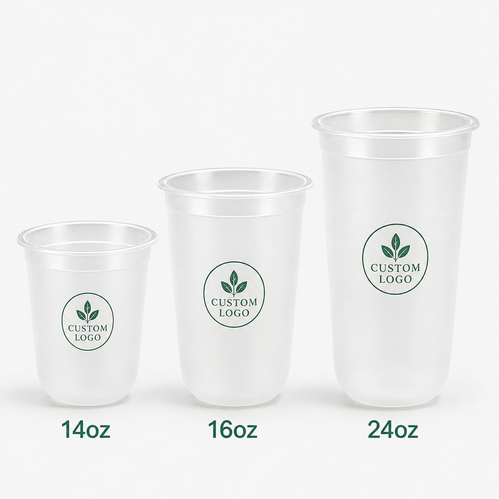 Frosted PP Cold Drink Cup with Fitted Lid